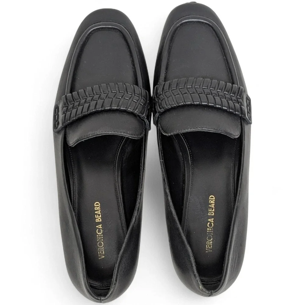 Veronica Beard Arlie Black Nappa Leather Braided Loafers Italy 6.5M - Picture 6 of 10